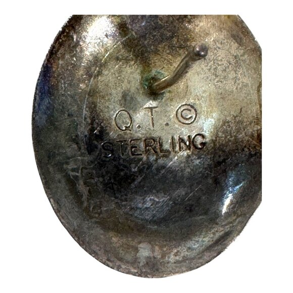 Vintage QT Carolyn Pollack Sterling Silver Blue Gemstone Southwest Earrings - Picture 4 of 6